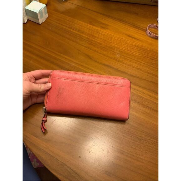 Kate Spade Jackson Street Lacey Leather Zip-Around Coral Wallet - Picture 3 of 7